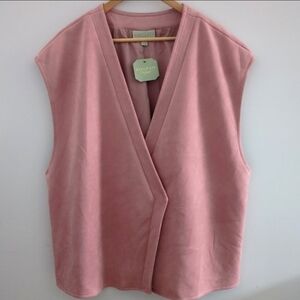RYEGRASS | Women's Desert Rose  Faux Suede Button Up Vest